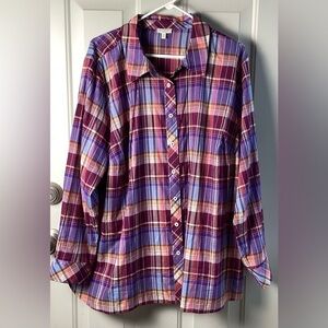 Talbots Multicolor Plaid Shirt Size 3X